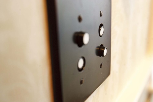 Trent Nelson  |  The Salt Lake Tribune
Vintage light switches inside the Up house, modeled after the home from the Pixar film 