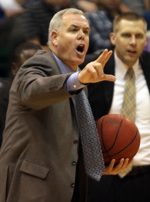 Rick Egan  | The Salt Lake Tribune 

BYU head coach Dave Rose reacts to call, in second half basketball action, BYU vs Oregon, at EnergySolutions Arena, Saturday, December 3, 2011.