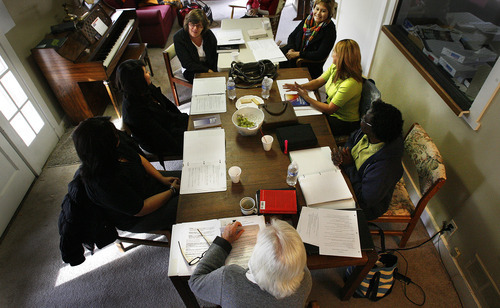 Scott Sommerdorf  |  The Salt Lake Tribune             
A group meeting at The Vine Institute, Monday, Nov. 28, 2011. The Institute trains refugees to be Christian ministers either in their home countries or in refugee congregations in Utah.