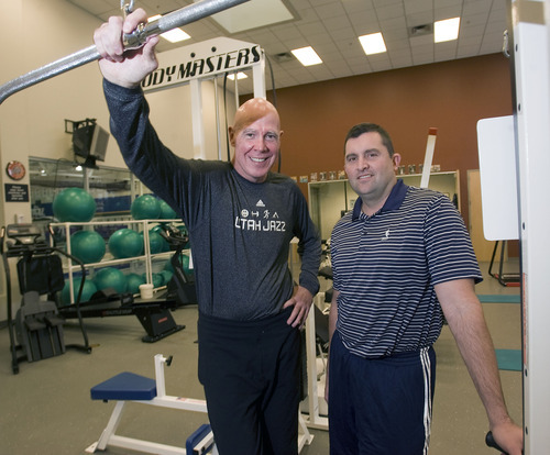 Al Hartmann  |  The Salt Lake Tribune
Jazz trainers Mark McKown, left, and Brian Zettler will play a larger role than normal this season in the team's success, thanks to the lockout and a compressed 66-game season.