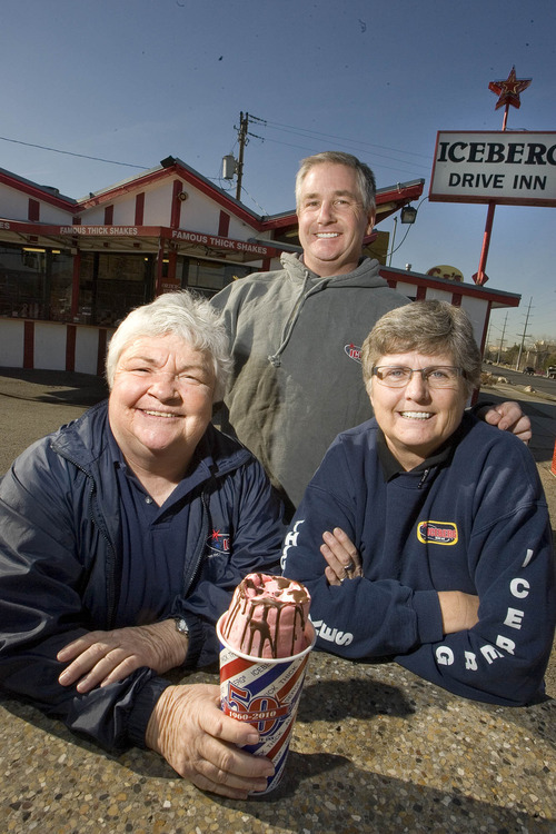Paul Fraughton | The Salt Lake Tribune

Jolynn Christensen, her son Kelly Christensen and Sherri Cropper sit outside the Iceberg Drive Inn. The Christensen family took over the iconic eatery in 1996, and has expanded to 15 locations in four states.