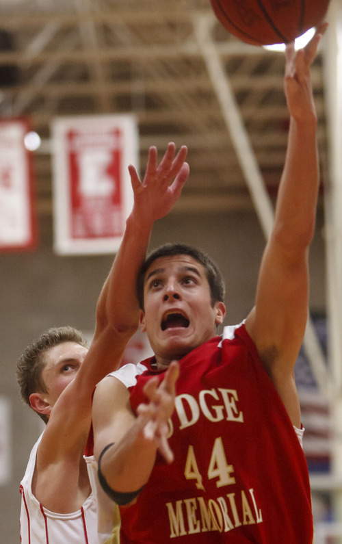 Trent Nelson  |  The Salt Lake Tribune
Judge's Alex Mancini (44) shoots the ball as East faced Judge Memorial High School boys' basketball in Salt Lake City, Utah, Wednesday, December 7, 2011.