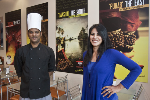 Chris Detrick | The Salt Lake Tribune 
Owner Lavanya Mahate and Head Chef Loganathan Kannan at Saffron Valley Indian Street Foods.