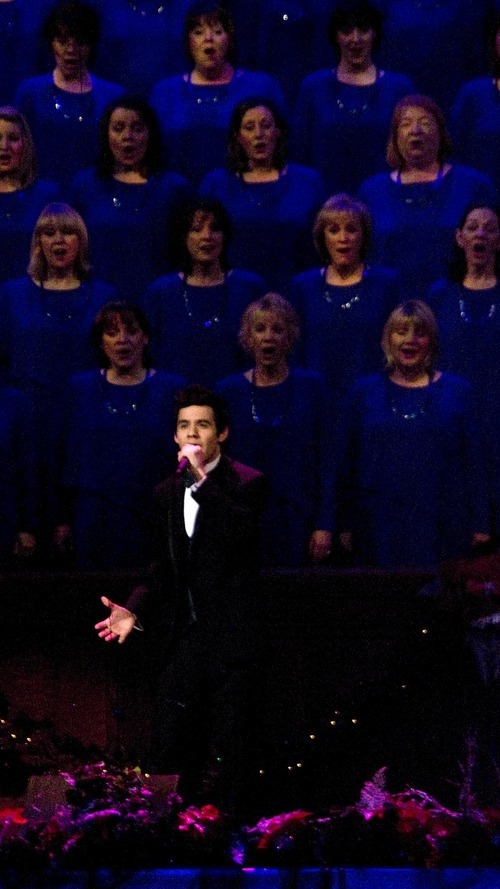 Djamila Grossman  |  The Salt Lake Tribune

David Archuleta performs with the Mormon Tabernacle Choir for their annual Christmas concert at the LDS Conference Center in Salt Lake City, Friday, Dec. 17, 2010.