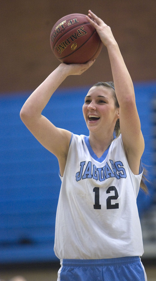 Al Hartmann  |  The Salt Lake Tribune
West Jordan girls basketball team's Lejla Hadzialijagic is from from Bosnia.  She gives West Jordan a legitimate post threat.