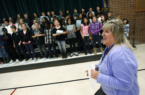 Francisco Kjolseth  |  The Salt Lake Tribune
Taylorsville's Plymouth Elementary was one of 100 schools nationwide to win a $5,000 grant from Kleenex to help pay for field trips. Fifth-grade teacher Cindy Bateman started the campaign. She has relied on grants in recent years to supplement her teaching. One such item is a garden that was funded by Disney's Planet Challenge.