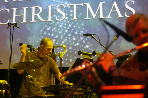 Kim Raff | The Salt Lake Tribune
Freelance percussionist Todd Sorenson rehearses for Kurt Bestor's Christmas concert at Abravanel Hall in Salt Lake City on Thursday, Dec. 8, 2011.