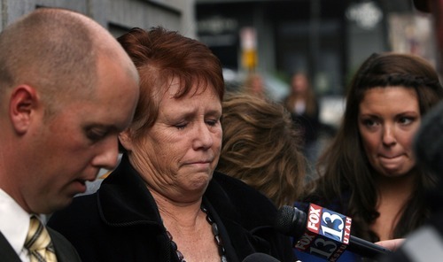 Steve Griffin  |  The Salt Lake Tribune

An emotional Susan Wirick stands with her son Garrett Wirick, left outside the Frank Moss Federal Courthouse in Salt Lake City after Dewey C. MacKay was sentenced to 20 years in prison after being indicted in August 2010 on charges related to prescribing more than 1.9 million hydrocodone pills and nearly 1.6 million oxycodone pills between June 1, 2005, and Oct. 30, 2009. Susan's husband, 55-year-old David Leslie Wirick, died in 2006 of an overdose during a three-day binge after filling prescriptions from MacKay.