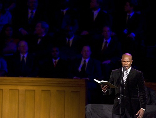 Alex Boyé of Salt Lake City performs in the Tabernacle at Temple Square to commemorate the 30th anniversary of the revelation ending the ban on blacks in the LDS priesthood, Sunday June 8, 2008. The Tabernacle on Temple Square in Salt Lake City was full with people who turned out for the program and fireside commemorating the 1978 revelation. 06/08/2008 Jim Urquhart/The Salt Lake Tribune