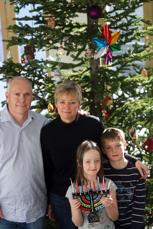 Kim Raff | The Salt Lake Tribune
Miriam Eatchel is Jewish and her husband, Bruce Eatchel, is Christian. They are raising their kids, Max and Madeleine, Jewish, but they observe some Christmas traditions.