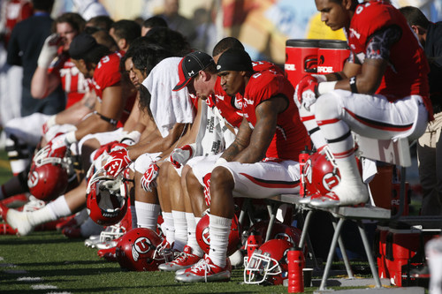 Trent Nelson  |  The Salt Lake Tribune
Utah players on the bench during the fourth quarter as the University of Utah trailed Georgia Tech, college football at the Sun Bowl in El Paso, Texas, Saturday, December 31, 2011.