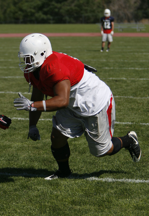 Francisco Kjolseth  |  The Salt Lake Tribune
East defensive lineman Vaha Vainuku.