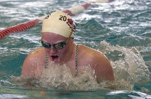 Al Hartmann  |  The Salt Lake Tribune
Murray High School swim team is having one of its best seasons.   Team captain McKenzie Pollei swims breaststroke sprints in December.