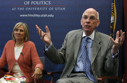 Tribune File Photo
Former Sen. Bob Bennett, shown here at a Hinckley Institute of Politics forum, said the LDS Church never told him what to do as an elected official, though he helped the institution as he would other constitutents.