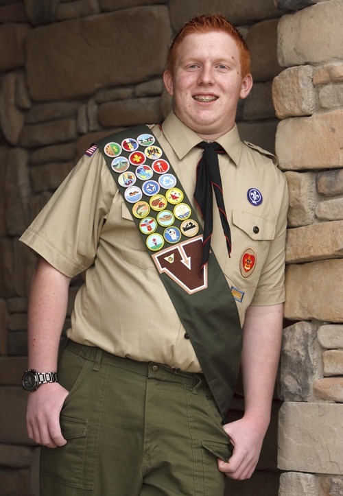 Leah Hogsten | The Salt Lake Tribune  
Corbin LeBaron will be receiving his Eagle Scout award on Jan. 14, joining the ranks of his 13 family members who also have received their Eagle awards Wednesday, December 28, 2011.