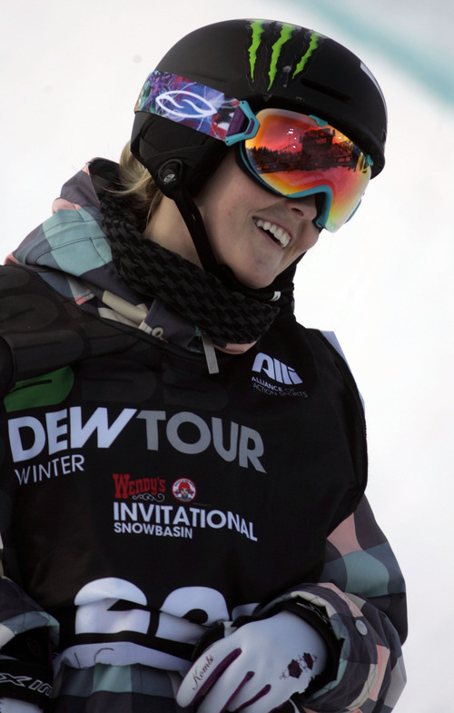 Jim Urquhart  |  The Salt Lake Tribune

In this file photo, Sarah Burke reacts after a run during the women's ski halfpipe finals in a Winter Dew Tour event at Snowbasin.
