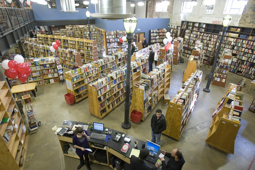 Paul Fraughton | The Salt Lake Tribune.
 Patrons  check out the new location of Sam Weller Books, once a stalwart of downtown Salt Lake, now in Trolley Square, with a  new name, Weller'Book Works.
 Friday, January 13, 2012