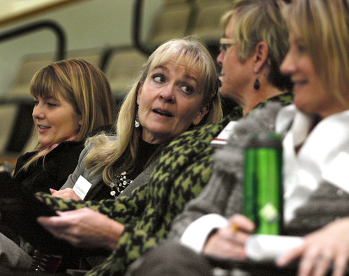 Scott Sommerdorf  |  The Salt Lake Tribune             
Representative Christine Watkins, D, Price, listens at a training session for women aspiring to get into politics. Speaks at the panel discussion - 