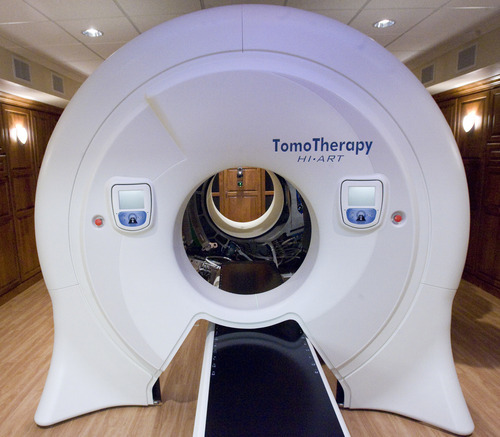 Rick Egan  | The Salt Lake Tribune 
Gamma West Cancer Services' TomoTherapy machine is on display during an open house at St. Mark's Hospital Friday to showcase new image-guided radiation therapy technology.