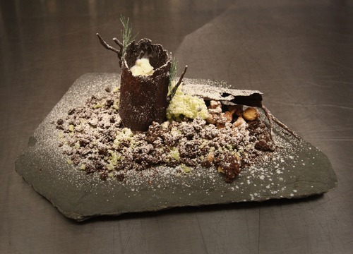 Rick Egan  | The Salt Lake Tribune 
A landscape made of Amano chocolate for The Mist Project, Chef Gavin Baker's 