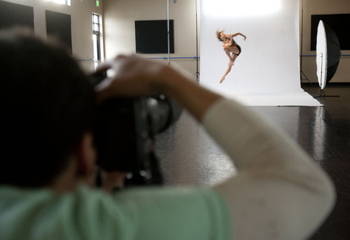 Trent Nelson  |  The Salt Lake Tribune
Chris Peddecord is a dancer who also specializes in photographing dancers. Peddecord photographed Liz Martineau and other performers from Odyssey Dance Theatre at The Point Performing Arts Academy in Highland on Friday, Dec. 16, 2011.