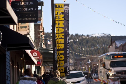 Chris Detrick  |  The Salt Lake Tribune
Sundance signs line Main Street in Park City Friday January 13, 2012.