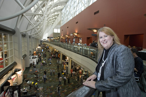 Paul Fraughton | The Salt Lake Tribune.
Allyson Jackson overlooks the Outdoor Retailer Winter Market trade show at the Salt Palace Convention Center. She is returning to Georgia after being general manager of both the Salt Palace and the South Towne Exposition Center in Sandy.