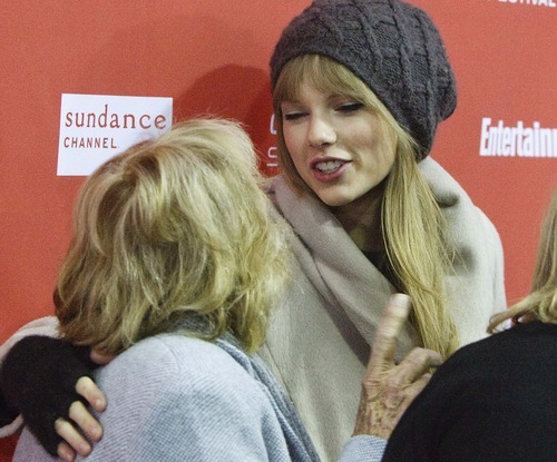 Leah Hogsten | The Salt Lake Tribune  
Taylor Swift  greets Ethel Skakel Kennedy Friday, January 20, 2012 prior to the screening of 