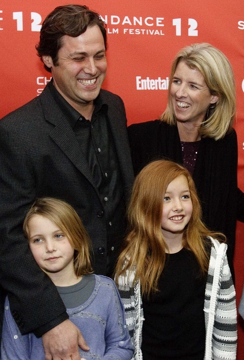 Leah Hogsten | The Salt Lake Tribune  
Rory Kennedy, left, her husband Mark Bailey and daughters Bridget Katherine Kennedy-Bailey and Georgia Elizabeth Kennedy-Bailey prior to the screening of 