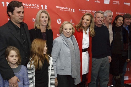 Leah Hogsten | The Salt Lake Tribune  
Ethel Skakel Kennedy (center), her daughter Rory Kennedy and husband Mark Bailey (left), with daughters Bridget Katherine Kennedy-Bailey (left) and Georgia Elizabeth Kennedy-Bailey, attend the premiere of 