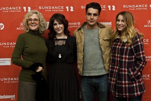 Chris Detrick  |  The Salt Lake Tribune
Blythe Danner, Melanie Lynskey, Christopher Abbott and Sara Chase pose for pictures before the premiere of 