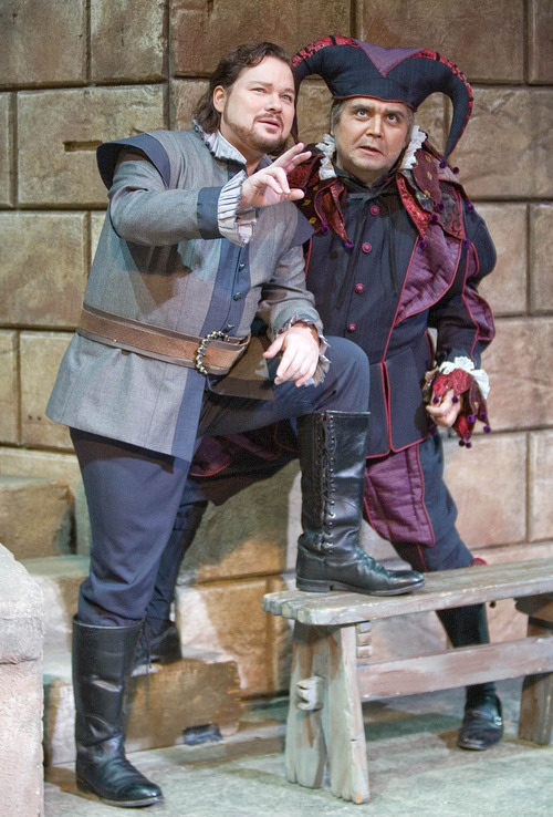 Paul Fraughton | The Salt Lake Tribune
Robert McPherson, as The Duke of Mantua, and Guido LeBron as Rigoletto, in the Utah Opera production of Verdi's 