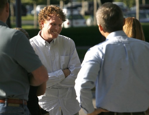 Rick Egan  | The Salt Lake Tribune 

Jeremy Johnson smiles as he is greeted by relatives, as he is released on bail from the federal courthouse in Salt Lake City, Thursday, Sept. 15, 2011.