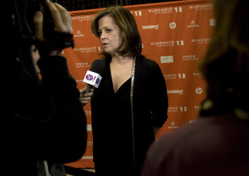 Kim Raff |The Salt Lake Tribune
Actress Sigourney Weaver gives interviews on the red carpet before the premiere of 