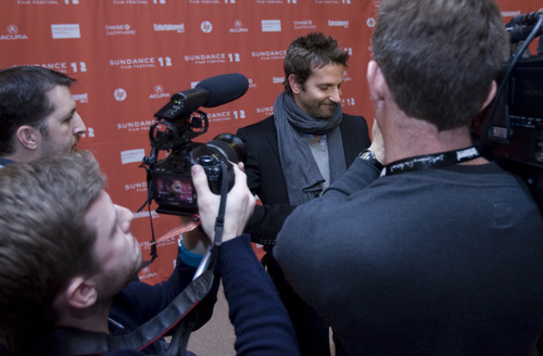 Kim Raff  |  The Salt Lake Tribune
Actor Bradley Cooper is interviewed on the red carpet before the premiere of 