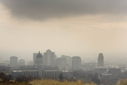Paul Fraughton | The Salt Lake Tribuner
 Salt Lake City's downtown area is shrouded in an inversion leading to a red air quality day. Wednesday, December 14, 2011
