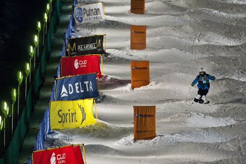 Chris Detrick  |  The Salt Lake Tribune
Vinjar Slatten competes during the VISA Freestyle International World Cup Mogul Finals at Deer Valley Thursday February 2, 2012. Slatten finished in third place.