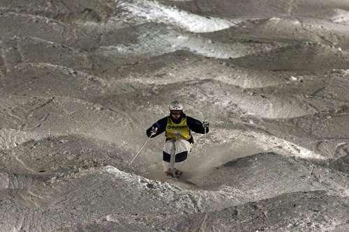 Chris Detrick  |  The Salt Lake Tribune
Mikael Kingsbury competes during the VISA Freestyle International World Cup Mogul Finals at Deer Valley Thursday February 2, 2012. Kingsbury finished in first place.