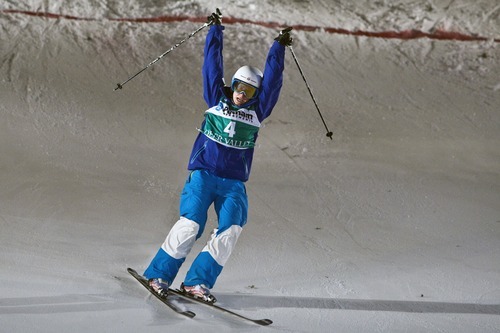 Chris Detrick  |  The Salt Lake Tribune
Heather McPhie competes during the VISA Freestyle International
World Cup Mogul Finals at Deer Valley Thursday February 2, 2012. McPhie finished in second place.