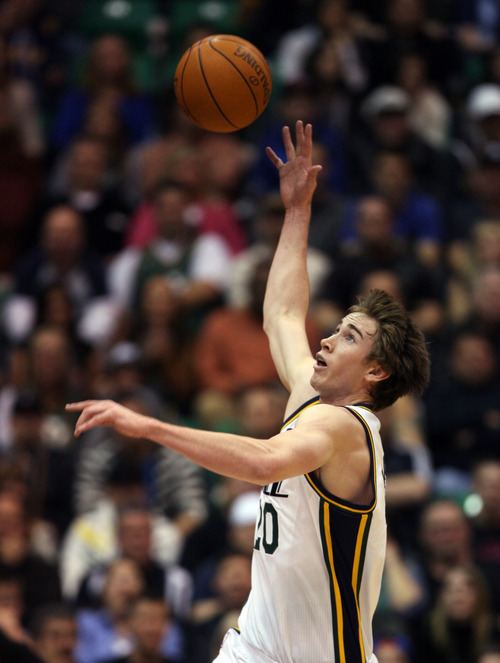Steve Griffin  |  The Salt Lake Tribune


Utah's Gordon Hayward steals the ball during first half action of the Jazz versus Clippers game at EnergySolutions Arena in Salt Lake City, Utah  Wednesday, February 1, 2012.