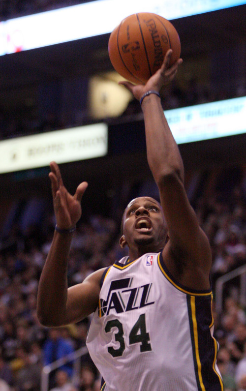 Steve Griffin  |  The Salt Lake Tribune


Utah's C.J. Miles gets to the basket for two points during first half action of the Jazz versus Clippers game at EnergySolutions Arena in Salt Lake City, Utah  Wednesday, February 1, 2012.