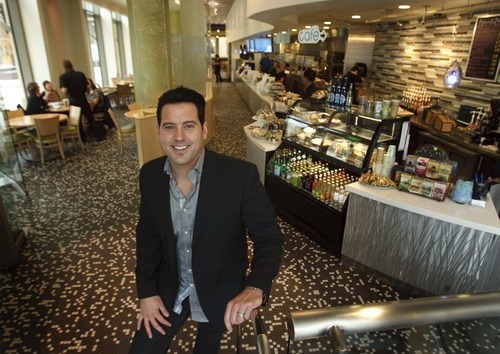 Leah Hogsten | The Salt Lake Tribune  
Michael McHenry, Blue Lemon restaurant's director of operations shows the City Creek location. Blue Lemon is a locally owned restaurant that prides itself on its 