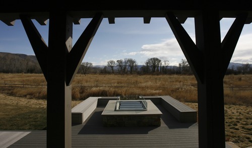Rick Egan  | The Salt Lake Tribune 

A gas fireplace sits on the back deck of the HGTV Dream Home, located in River Meadows Ranch in Midway, Thursday, Dec. 1, 2011.