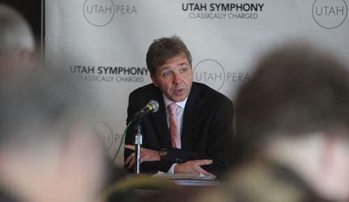 Lennie Mahler  |  The Salt Lake Tribune 
Utah Symphony Music Director Thierry Fischer speaks to press and season ticket holders about the Utah Symphony 2012-13 season, 