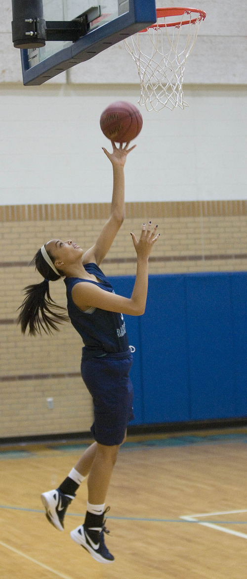 Paul Fraughton | The Salt Lake Tribune.
Monique Mills at a recent practice in The Juan Diego gym.
 Monday, February 6, 2012