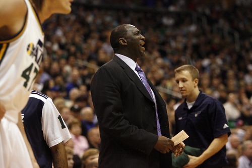 Photo by Chris Detrick | The Salt Lake Tribune 
Utah Jazz head coach Tyrone Corbin during the first half of the game against Phoenix at the EnergySolutions Arena Friday February 11, 2011.