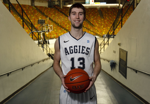 Trent Nelson  |  The Salt Lake Tribune
Utah State's Preston Medlin is a star in the WAC as a sophomore. The shooting guard has emerged as one of the best in the league, and is reminding many of former Aggie superstar Jaycee Carroll.