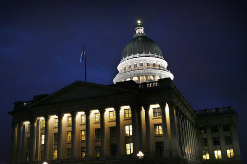 Scott Sommerdorf  |  The Salt Lake Tribune             
The Utah State Capitol building, Friday night, February 9, 2012.