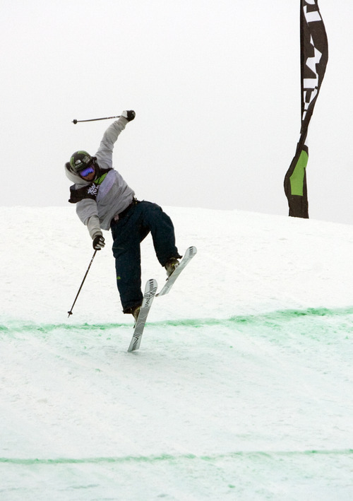 Kim Raff |  The Salt Lake Tribune
Chris Laker competes during the ski slopestyle men's final at the Winter Dew Tour at Snowbasin in Huntsville on Sunday.