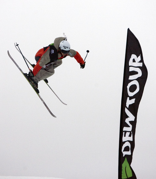 Kim Raff  |  The Salt Lake Tribune
Alex Bellemare competes in the ski slopestyle men's final at the Winter Dew Tour at Snowbasin in Huntsville on Sunday.